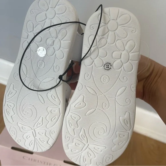 NWT Christie & Jill Toddler 8 Girls White Mila Sandals Flower Memory Foam Shoes - Picture 7 of 7